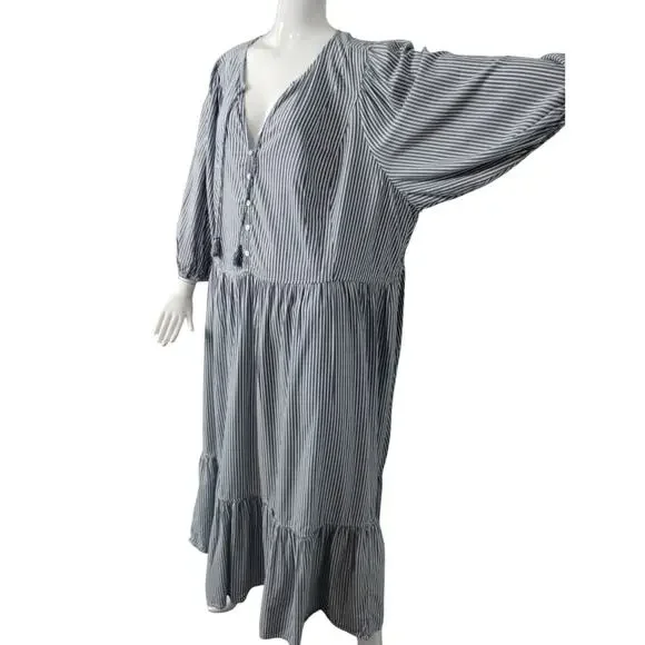 Old Navy Womens Size 4X Striped All Day Maxi Swing Boho Cottagecore Dress Plus - Picture 4 of 12